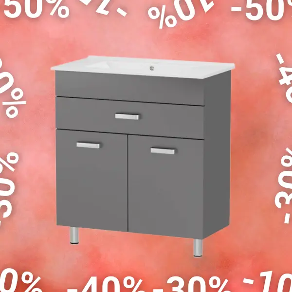 Тумба з умивальником сіра